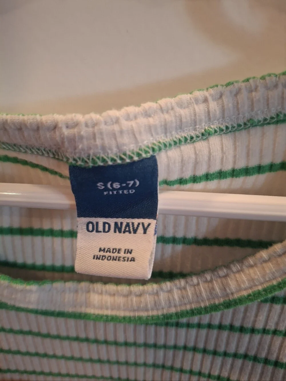 Old Navy White Tee with Green Stripes